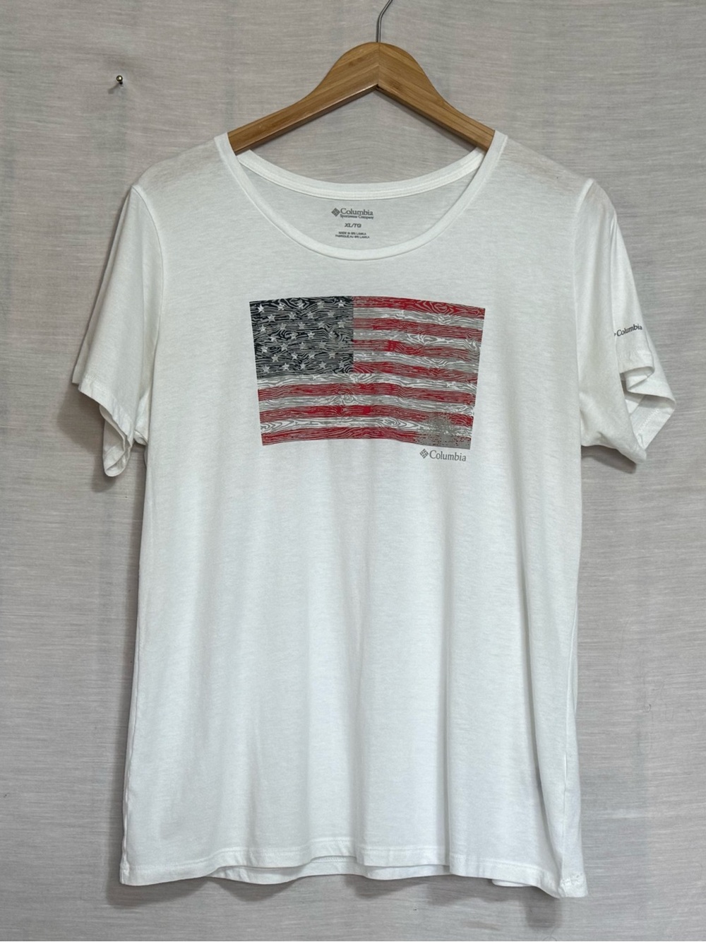 Columbia American Flag Graphic Tee White XL Patriotic 4th Of July